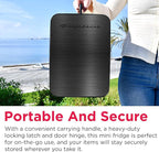 Frigidaire Mini Personal Fridge Cooler, Countertop, Holds Up to 10L/15 Cans, Brushed Black Stainless Rugged Design, Portable for Skincare, Makeup, Car, Office, Bedroom, Dorm Room, or Cabin