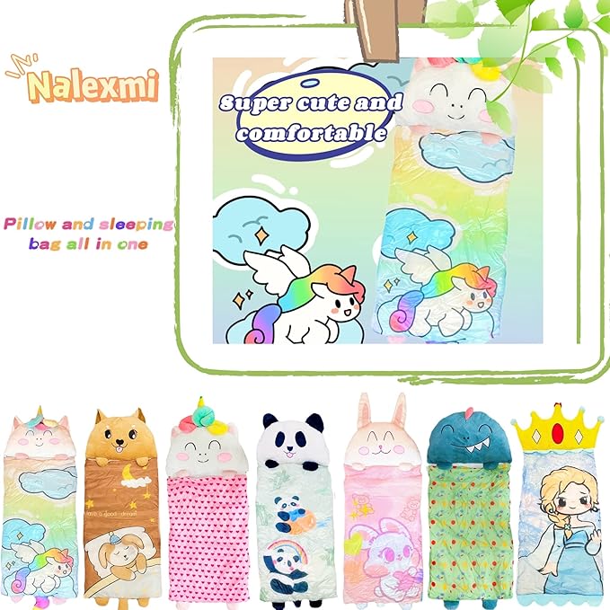 Sleeping Bag for Kids, Preschool Nap Mat, Toddler Sleeping Bag with Pillow for Daycare, Ages 3+, Large Size