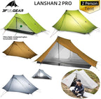 3F UL Gear Lanshan PRO Lanshan Ultralight Tent Ultralight Tent 3-Season Backpacking Tent for 1-Person or 2-Person Camping, Climbing, Hiking, Trekking, Kayaking (for 2 Person, Gray- 4 Season)