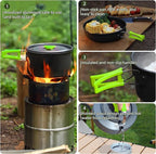aiGear Camping Cooking Set Cookware Mess Kit with Storage Bag Pot Pan and Teapot Set Camping Accessories for Outdoor Camping Hiking Picnic Portable and Lightweight Aluminum Color Green,Black,Orange