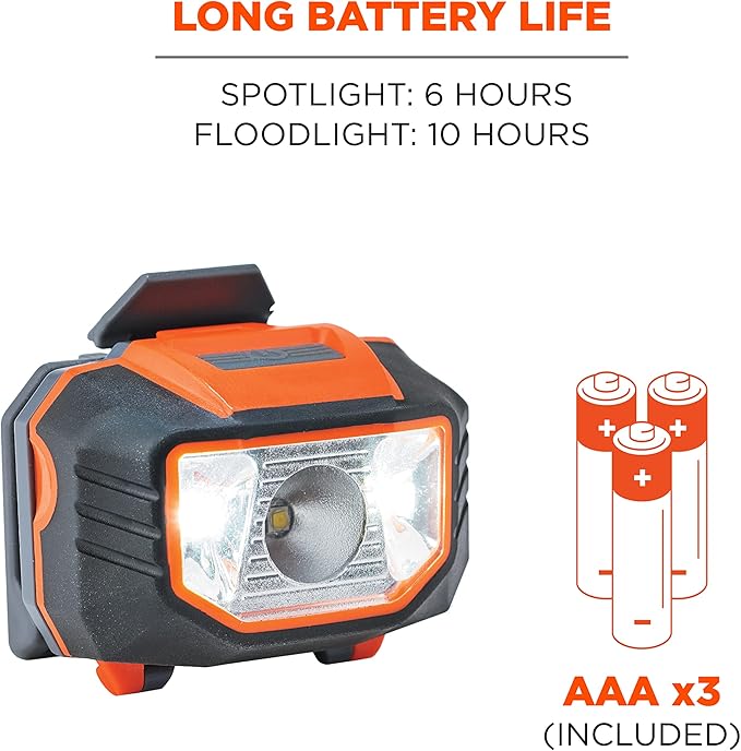 Ergodyne - 60191 Hard Hat Headlamp, Skullerz 8981, Orange