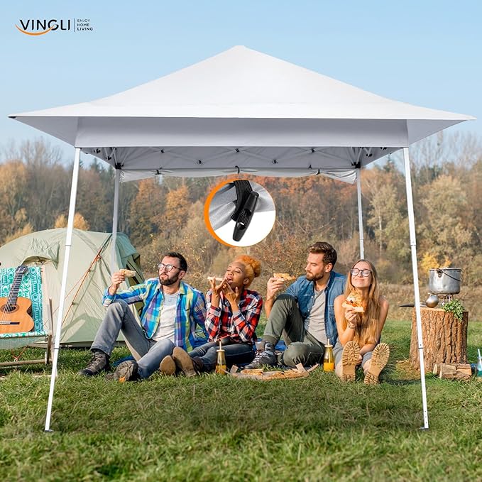 VINGLI 8x8 Pop Up Canopy Tent with Sidewall, Outdoor Canopy with Backpack, Tent for Parties Pop Up Gazebo Portable Easy Up
