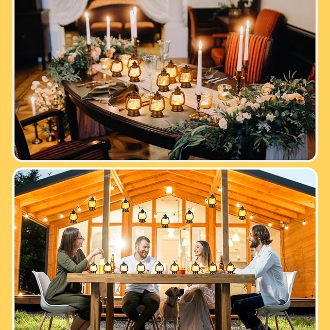 Ferraycle 72 Pcs Mini Lantern Decor 4 Inch Western Lantern Table Centerpiece Small Vintage Camping Hanging Lamp Ornaments Bulk for Cowboy Cowgirl Wedding Halloween Christmas (4 Inch,Black)