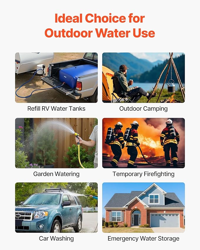 VEVOR Water Storage Bladder 264.2 Gallon Large Capacity Water Bag, Portable & Collapsible Soft Waters Container, Leakproof & Tear-Resistant PVC Emergency Waters Storage Tank for RV Truck & Outdoor Use