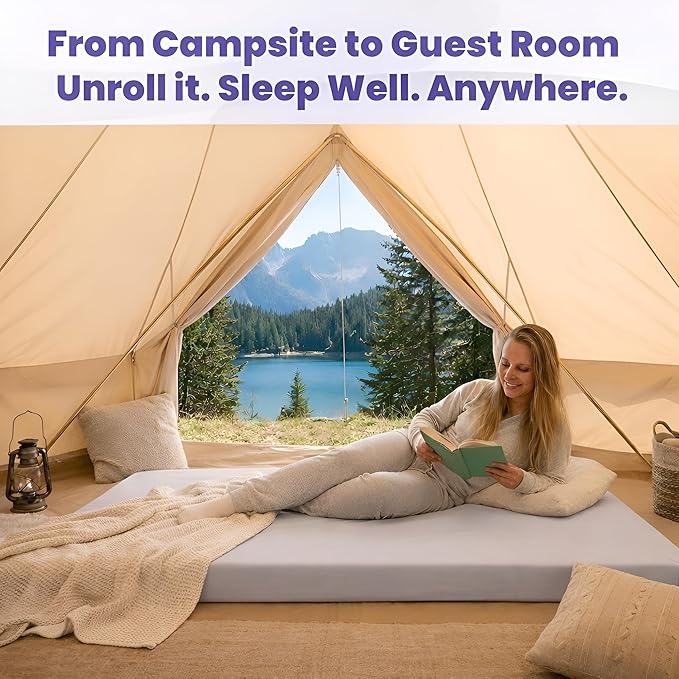 Hazli Matrix AirCell Memory Foam Camping Mattress Pad - CertiPUR-US Roll Up Mattress for Adults - Portable Foam Sleeping Mats for Camping - Camp Cot Sleeping Pad - Floor Sleep Mat Bed Roll for Car RV