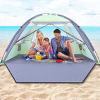 Happy Travel Beach Tent Sun Shelter for 3/4/5/6/7/8 Person, Portable UPF 50+ UV Protection Beach Shade Canopy for Family & Baby, Lightweight & Easy Setup Beach Cabana with 3 Ventilation Mesh Windows