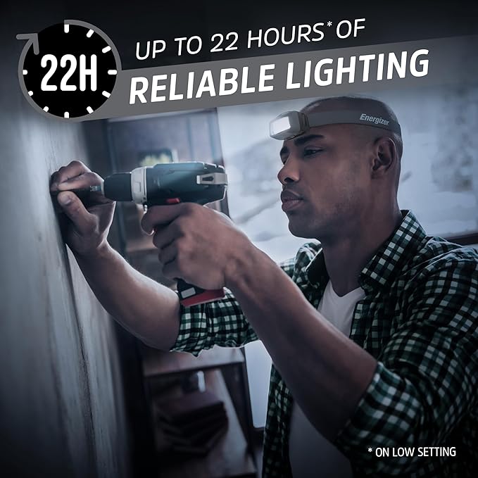 Energizer HDL40 LED Headlamp, 500 Lumen, IPX7 Waterproof, Multi-Colored Headlamp, Hands-Free Light, Batteries Included