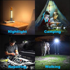Magnetic Flashlight Rechargeable,5000mAh Flashlights High Lumens with 9 Modes,Waterproof, Adjustable,Powerful Flash Light,Emergency Multi-Flashlights for Home,Car,Hiking,Camping (1, Black)