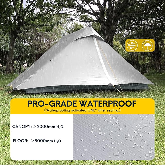 LANSHAN Ultralight Tent 3-Season Backpacking Tent for 1-Person or 2-Person Camping, Trekking, Kayaking, Climbing, Hiking