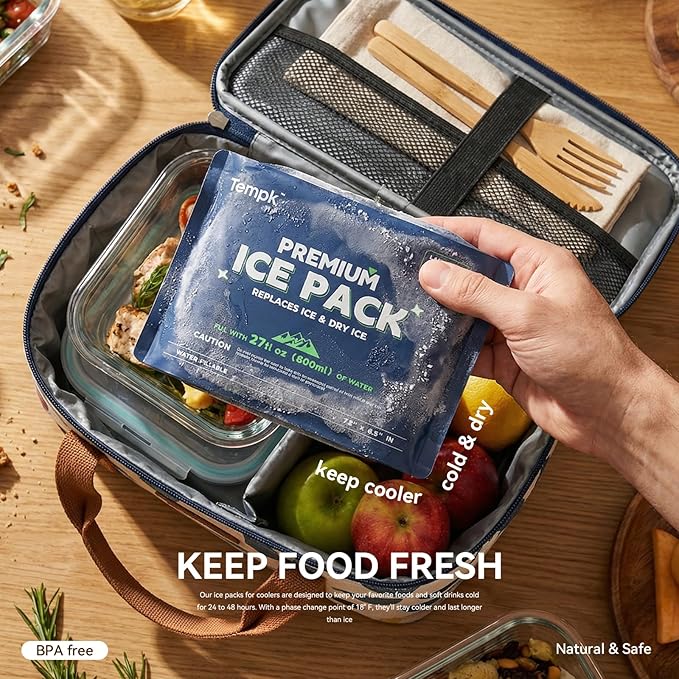 8 Packs Reusable Ice Packs for Cooler - Long Lasting Cold Freezer Packs for Coolers and Lunch Boxes Z1