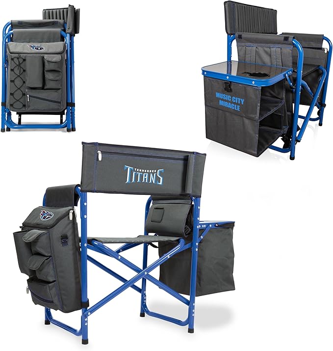 Picnic TIME NFL Unisex-Adult NFL Fusion Camping Chair with Side Table and Soft Cooler, Beach Chair for Adults, Lawn Chair
