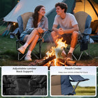 2 Pack Folding Camping Chairs for Adults - High Back Padded Outdoor Lawn Chairs with Lumbar Support & Cup Holder, 400lbs Heavy Duty Portable Camping Chairs Set (Light Blue & Brown, 2 PCS)