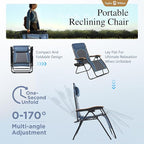 Sophia & William Oversized XXL Zero Gravity Chair Set of 2, Outdoor Recliner Zero Gravity Lounge Chair Outdoor Gravity Chair with Free Cup Holder, Supports 400 LBS (Blue)