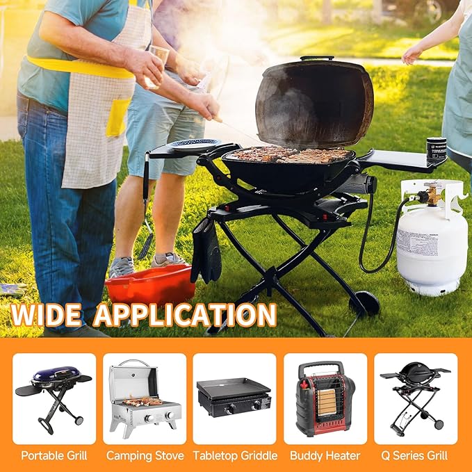 GasSaf 6FT Propane Hose, Propane Adapter Hose 1lb to 20lb Converter, Propane Tank Hose Suitable for Weber Q Grills, Blackstone Griddles, Coleman Stoves, Heaters & More