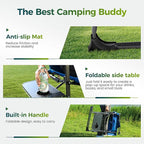 ALPHA CAMP Oversized Folding Camping Chairs High Backrest Reclining Director Heavy Duty Lawn Chairs for Adults Support 300 LBS Fishing Chairs with Large Side Table Cup Holders for Outdoor Fishing