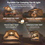 Camping Fan with Light & Remote, Portable Ceiling Fan for Tents, Canopy, Beach, RV, Car, Camper & Outdoor, Wireless Rechargeable Hanging Pop Up Tent Fans - 3 Speed Breeze & Timer