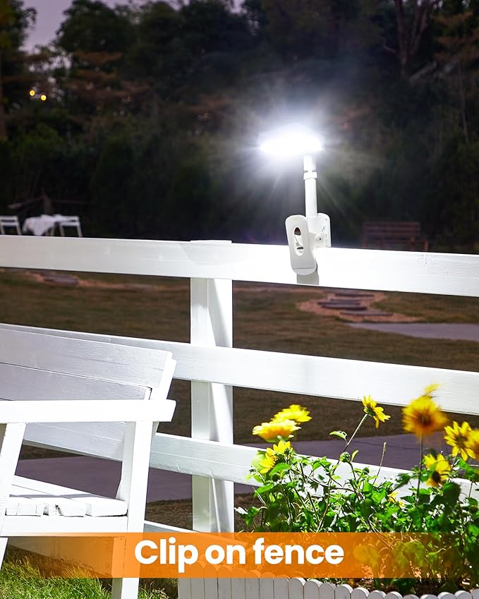 Clip On Solar Lights Outdoor, Motion Sensor Outdoor Lights, 92 LEDs 600LM Solar Fence Lights Outdoor Waterproof,Security Lights for Fence, Deck, Gutter (1, Clamp/White/6000K)