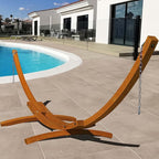 Lazy Daze Hammocks 12 FT Outdoor Arc Wood Hammock Stand, 2 Person Hard Pine Wood Hammock Stand with Carabiners and Chains for Outdoor Patio Garden Yard Poolside, 400lb Capacity, Brown