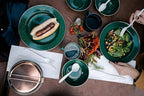 Stansport Deluxe 24-Piece Enamel Tableware Set - Enamel Plates and Bowls Lightweight and Durable Camp Dish Set for Camping and Backpacking Plates and Bowls for 4 People
