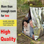 2 Person Mylar Emergency Shelter Tube Tent + Paracord • All-Weather Protection for Camping, Hiking, & Survival Kits Sliver