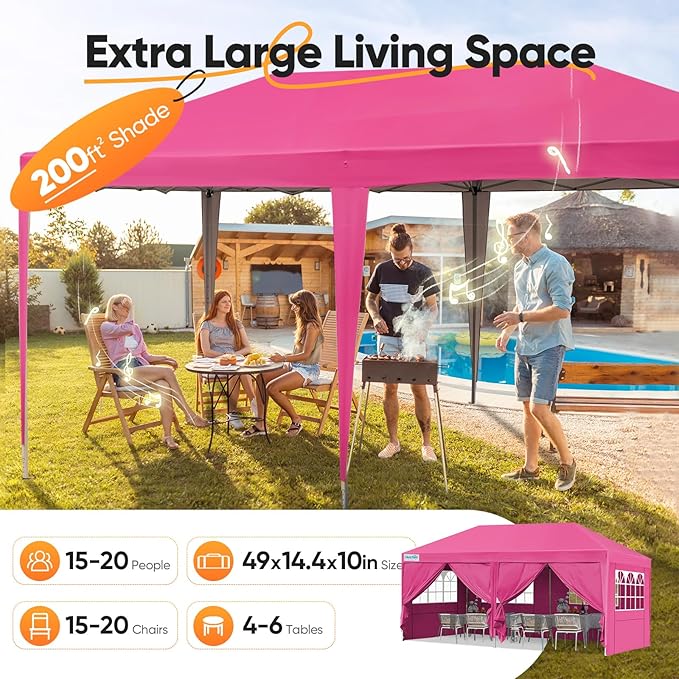 Quictent 10x20 Pop up Canopy with Sidewalls Easy up Canopy Tent Instant Shelter with Windows for Outdoor Event Party