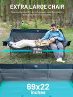Timber Ridge Padded 3 Person Camping Chair with Cup Holders and Pockets, Outdoor Folding Loveseat Camping Chairs, 1050lbs Capacity Heavy Duty Camp Couch for Outside Picnic, Beach, Lawn, Sports, Blue