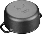 Pre-Seasoned Cast Iron Dutch Oven Pot with Lid Dual Handle, Sourdough Bread Baking Pots, Bread Oven, Camping, Grill, Induction, Electric, Round 7 Quart, Black