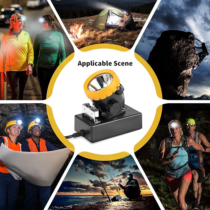 Rechargeable LED Mining Headlamp for Hard Hat Helmet, Explosion-Proof Waterproof Miner Headlight with Clip, Coal Mining Flashlight for Hunting, Fishing, Camping, Construction, Caving, Repair