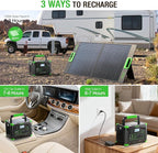 500W Portable Power Station, 519Wh Outdoor Solar Generator Backup Battery Pack with 2 110V AC Outlets, 500W (Peak 1000W) 10-Port Powerhouse for RV/Van Camping Fishing Climbing Road Trip Home Emergency
