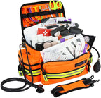 Lightning X Mid-Sized First Responder EMT Bag | LXMB25 | Fully Stocked w/ 240+ First Aid, EMS & Trauma Supplies - Orange