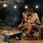 Odoland Camping Campfire Grill, Portable Folding Charcoal Grills, Backpacking BBQ Grill, Heavy Duty Firepit Grill with Carry Bag for Outdoor Cooking, Bonfire, Patio, Backyard