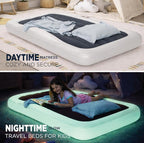 The Shrunks Inflatable Travel Bed with LED & Remote – Portable Kids Air Mattress for Travel, Camping & Sleepovers – Blow Up Bed with Glowing Halo Designed for Balance – Toddler Size