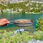 SILVERANT Camping Plate Titanium Pan Dish Plate with Handle & Mesh Bag, Large Reuseable Ultralight Dinner Plate for Camping Outdoors Backpacking (1000ML)