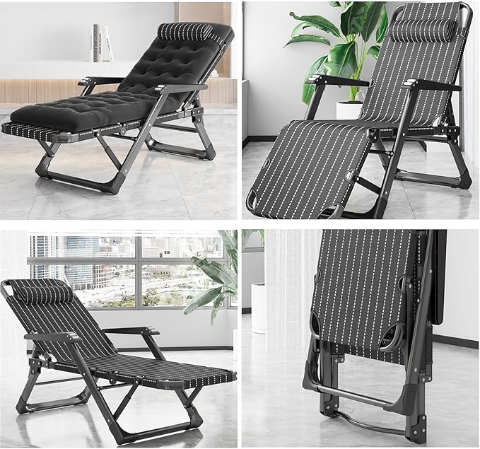 Folding Camping Cot with massage armrests, Outdoor Lounge Chair, Five-position backrest adjustment,10-position adjustable front legs, Sleeping Cots Bed, Heavy Duty Guest Bed for Home, Office Nap and O
