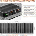 Portable Power Station with Foldable 40W Solar Panel, 100W Solar Powered Generator with Panels, AC Outlet Camping Solar Power Bank 146Wh DC Battery Pack for Smart Device RV Outdoor Power Outage