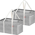 LHZK 2 Pack Utility Tote Bag with Metal Wire Frame and the Sides Rinforced, Large Tote Bag with Handle, Reusable Grocery Bags Foldable, Beach Bag, Car Tote, Black, 18.5''x11.8''x11.5''