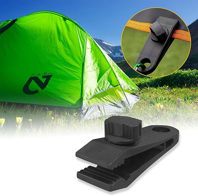 24 Pcs Tarp Clips with Carabiner - Heavy Duty Lock Grip Thumb Screw Camp Tent Clamp Clip for Awnings Outdoor Camping Caravan Canopies Car Covers Swimming Pool Covers with Buckle