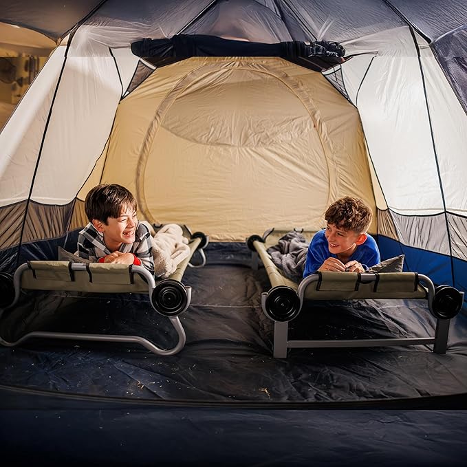Disc-O-Bed Youth Double Cot Kid-O-Bunk, Modular for Bunk Beds, Dual Cots, or Bench with 2 Carry Bags for Portable Transport