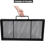 Lineslife Square Fire Pit Cooking Grill Grates, Folding Outdoor Campfire BBQ Grill Rack with Handles, Portable Outside Camping Gear Cookware and Accessory, 30 Inch