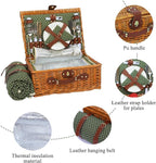 Picnic Basket for 4 Persons with Waterproof Picnic Blanket and Insulated Cooler, Large Wicker Picnic Basket for Camping, Outdoors, Valentine's Day, Christmas, Birthday, Wedding Gift