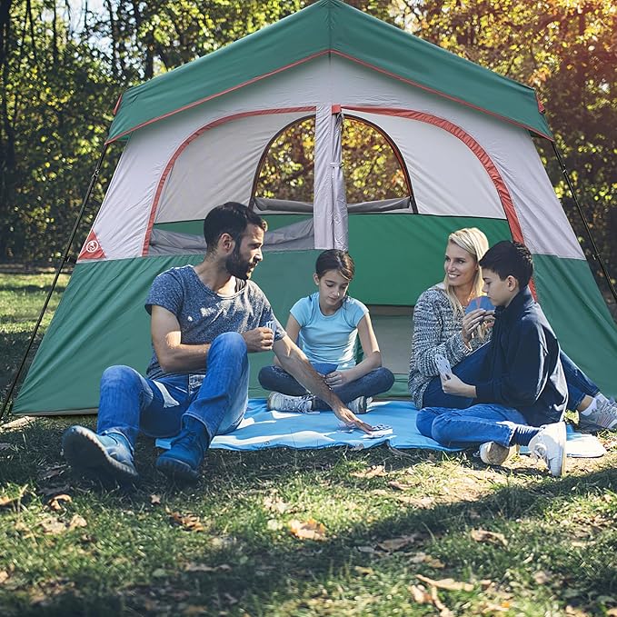 HIKERGARDEN 6-8 Person Camping Tent - Portable Family Cabin Tent for Camp, Windproof Fabric Camp Tent Outdoor for Hiking, Backpacking, Traveling