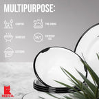 Red Co. 16-Piece Enamelware Metal Dinnerware Set for 4, Distressed White/Black Rim