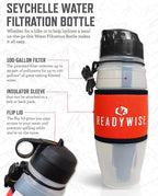 ReadyWise - 28 Oz, Seychelle Water Filtration Bottle, Hiking, Backpacking and, Camping Water Bottle, BPA-Free, Prepper Gear and Supplies, Gray/Black