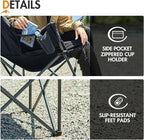 Portal Oversized Padded Camping Chair - Heavy Duty Folding Chair with Cup Holder & Side Pocket, Supports 330 lbs, for Camping, Lawn, Sports, Black