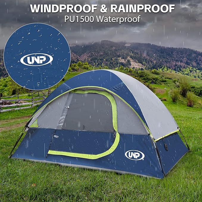 Camping Tent 2-4 Person, Waterproof Windproof Tent with Rainfly Easy Set up-Portable Dome Tents for Camping…