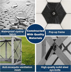 COBIZI Pop Up Gazebo Screen Tent Screen House for Camping, 12x12 Screen Room with Mosquito Netting, Hub Tent Instant Screened Canopy with Carrying Bag and Ground Stakes, Gray