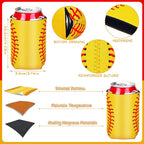 18 Pack Softball Can Cooler Sleeves Beer Drink Can Bottle Cooler Sleeves Cooler Collapsible for Softball Party Birthday Themed Party Decorations Supplies Favors