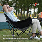 SUNNYFEEL Oversized Rocking Camping Chair 2 Pack, Fully Padded Patio Chair with Side Pocket, High Back Portable Lawn Recliner with Carry Bag, Outdoor Rocker Camp Chairs for Adults Heavy Duty 500 LBS