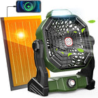 Rechargeable Solar Powered Fan,(30Hours Working) Solar Camping Fans & Led Lantern,8-inch Portable Fan with 7W Solar Panel, Battery Operated Powered Outdoor Tent Fans for Camping Essentials Accessories