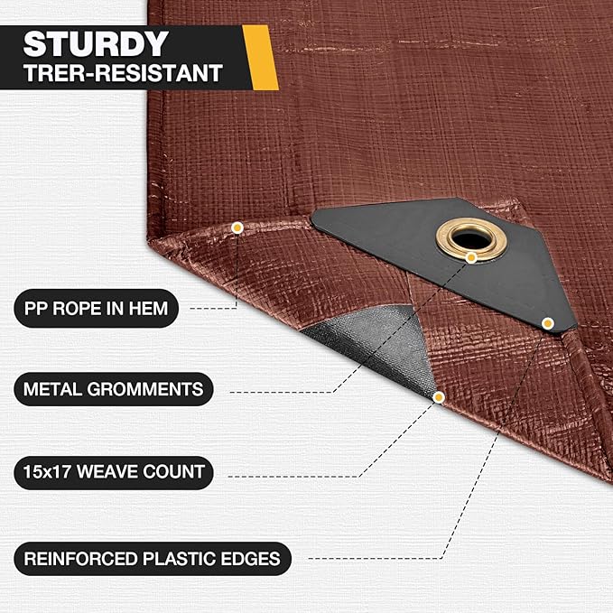 Tarp 18x24FT, 16 Mil Heavy Duty Waterproof Tarp, Large Multipurpose Cover with Brass Grommets and Reinforced Edges, UV Resistant Thick Poly Tarps for Outdoor Camping Tent Pool Car Tent